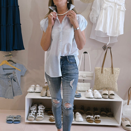 Amanda Striped Blouse Blue
