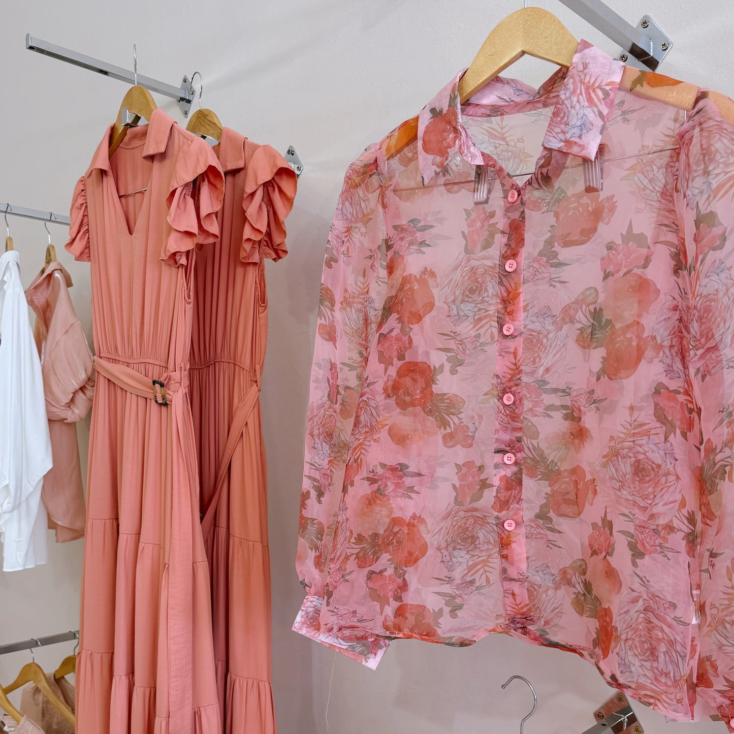 Floral Sheer Blouse Pink
