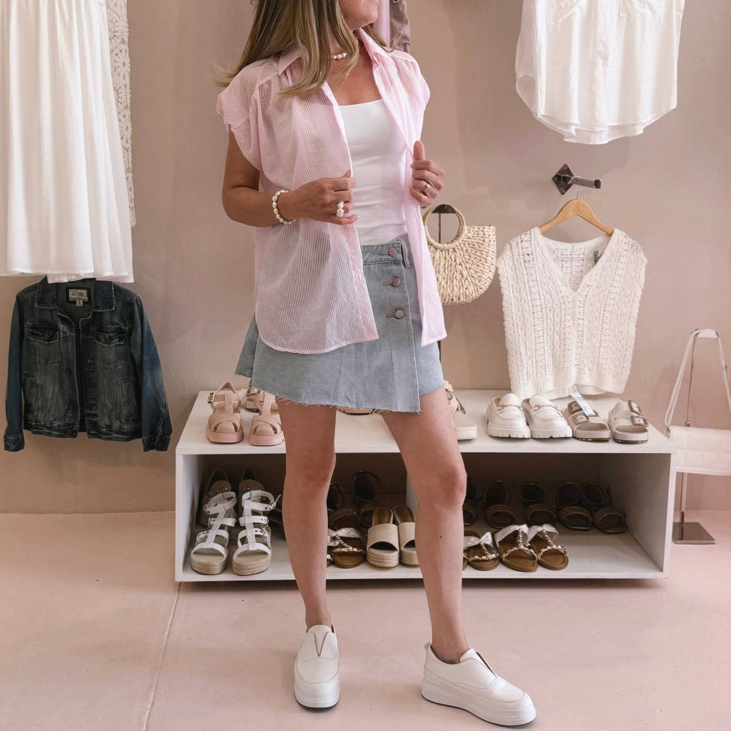 Amanda Striped Blouse Pink