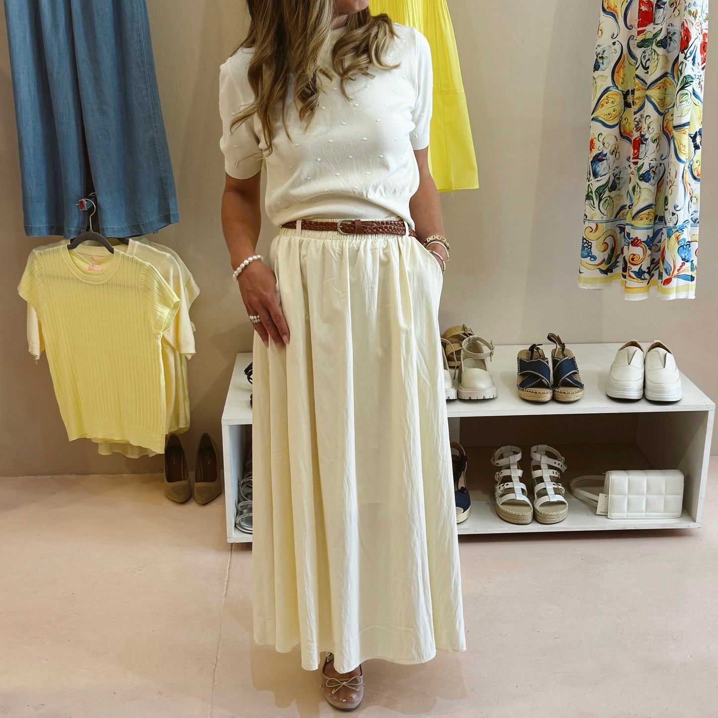 Moxi Plait Skirt Yellow