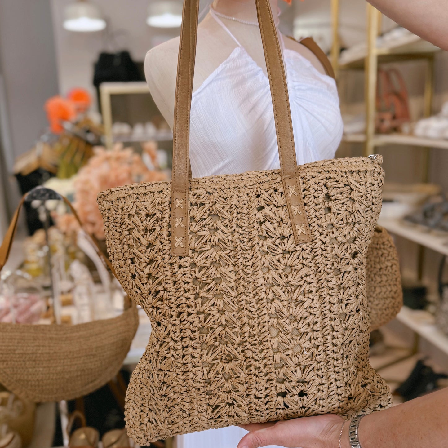 Large Raffia Bag Brown