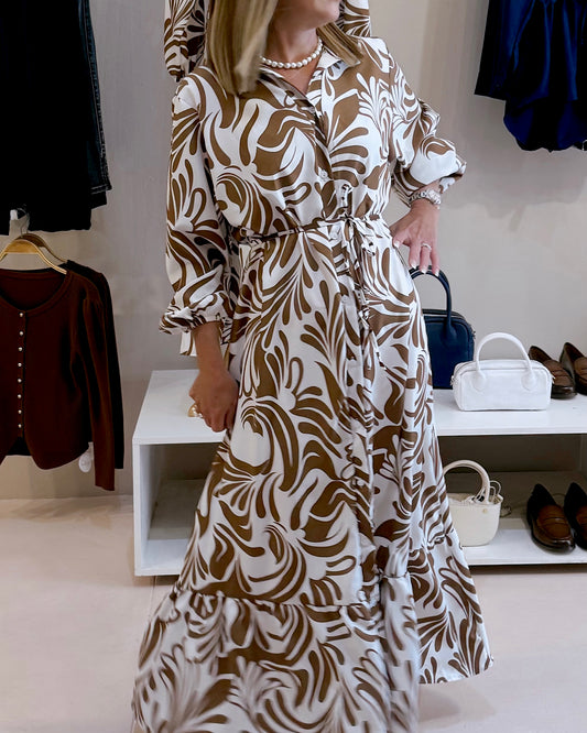 Brown Long Sleeve Dress