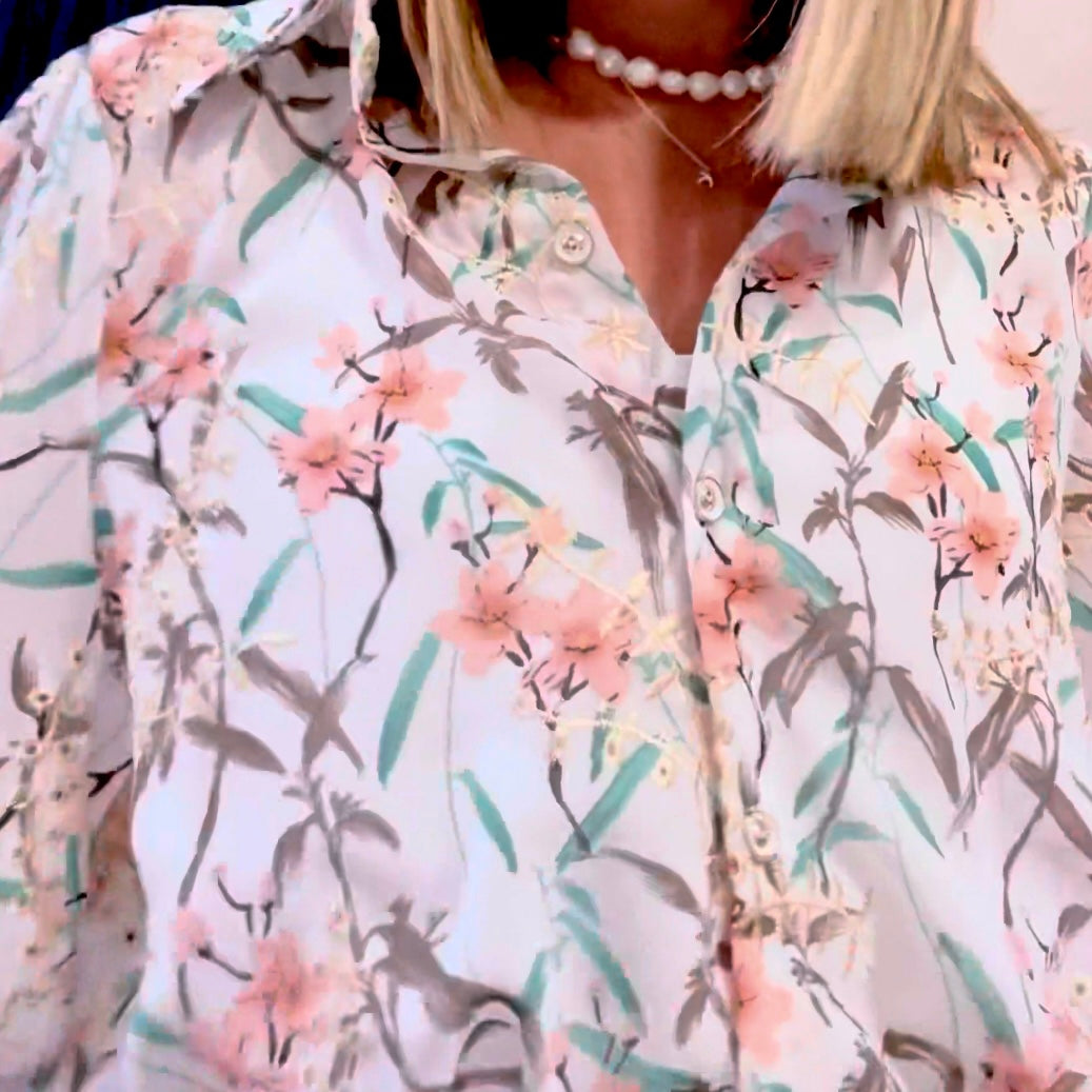 Organza Blouse White Floral