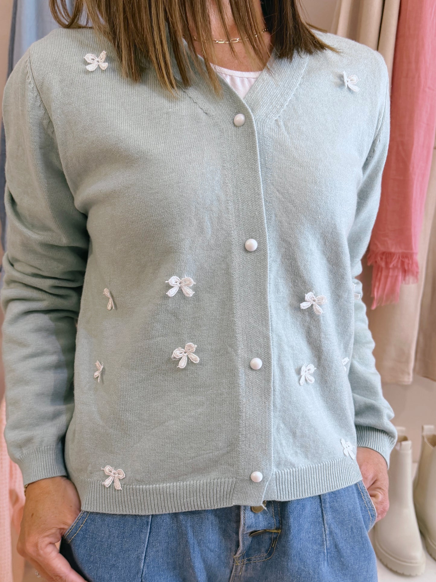 Mint Green Bow Cardigan