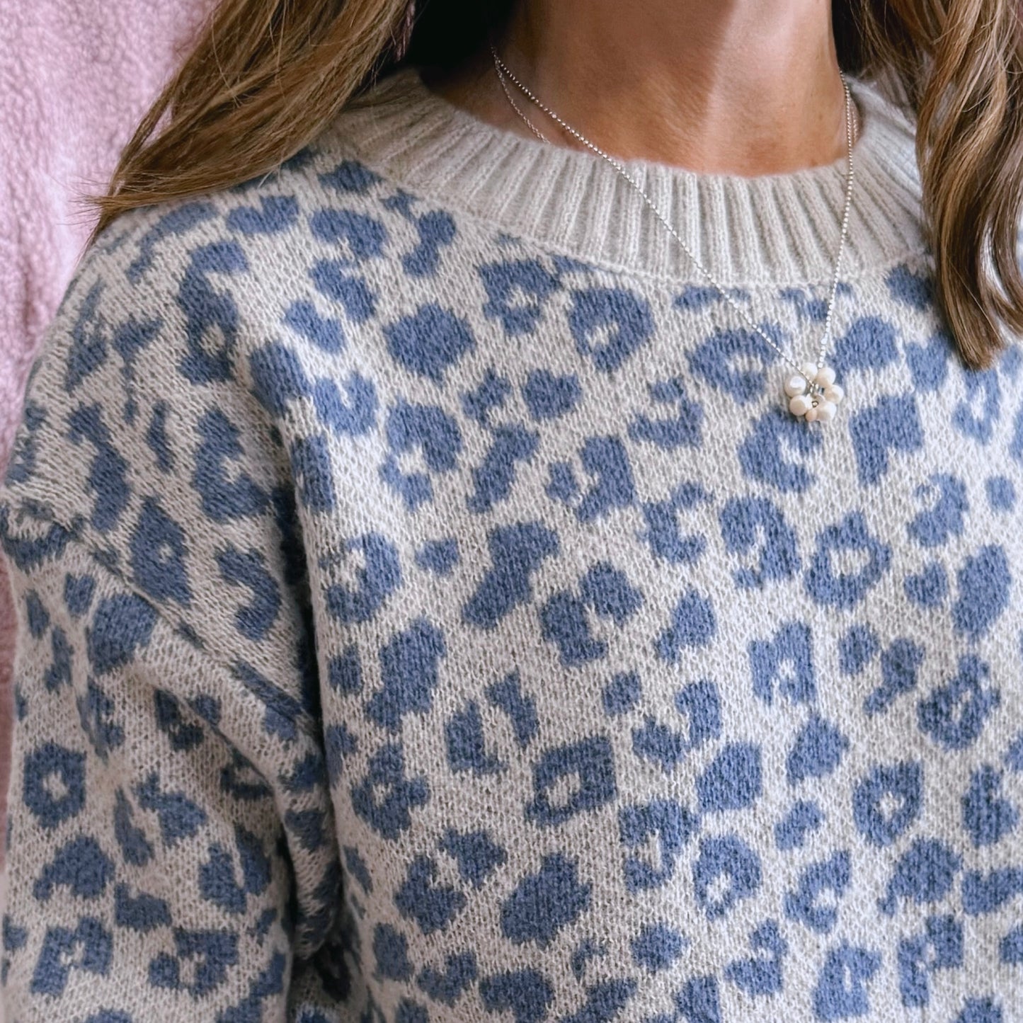 Blue Animal Print Sweater