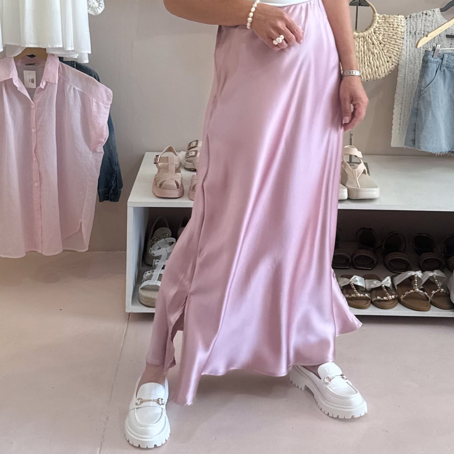 Satin Skirt Pink