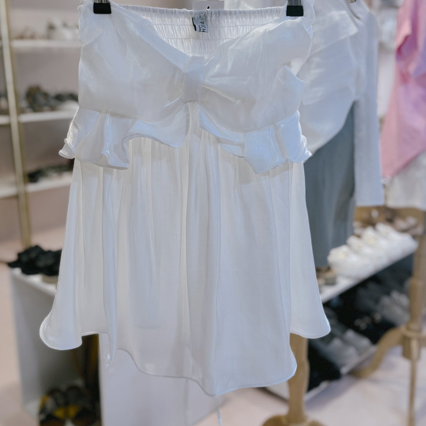 Shiny Strap Top White