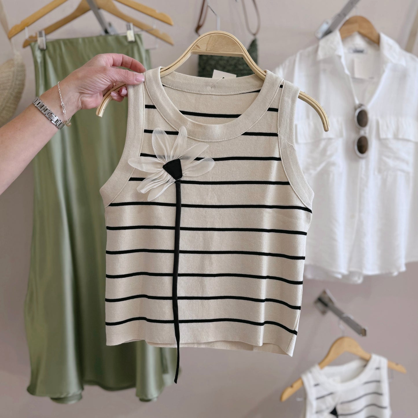 Striped Tank Top Beige