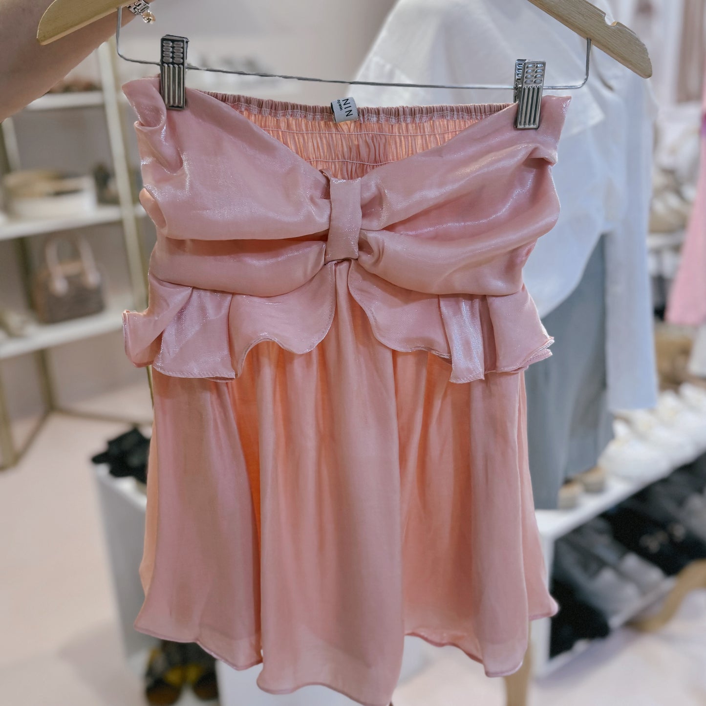 Shiny Strap Top Peach