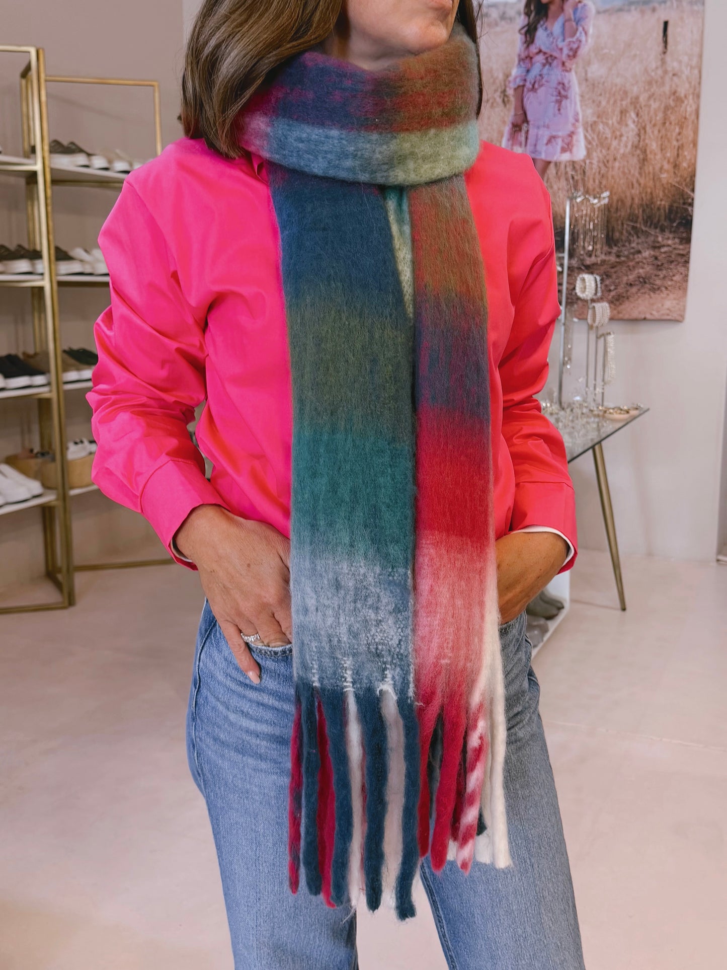 Chunky Scarf Burgundy/Green