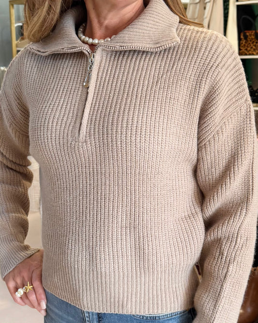 Zipped Sweater Taupe