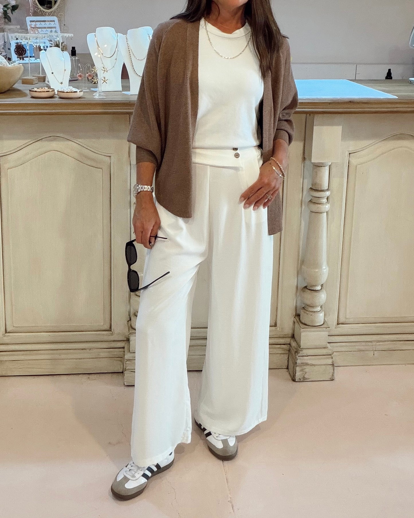 Open Cardi Dark Taupe