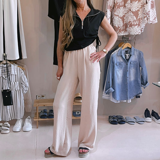 Black Zip Drawstring Top