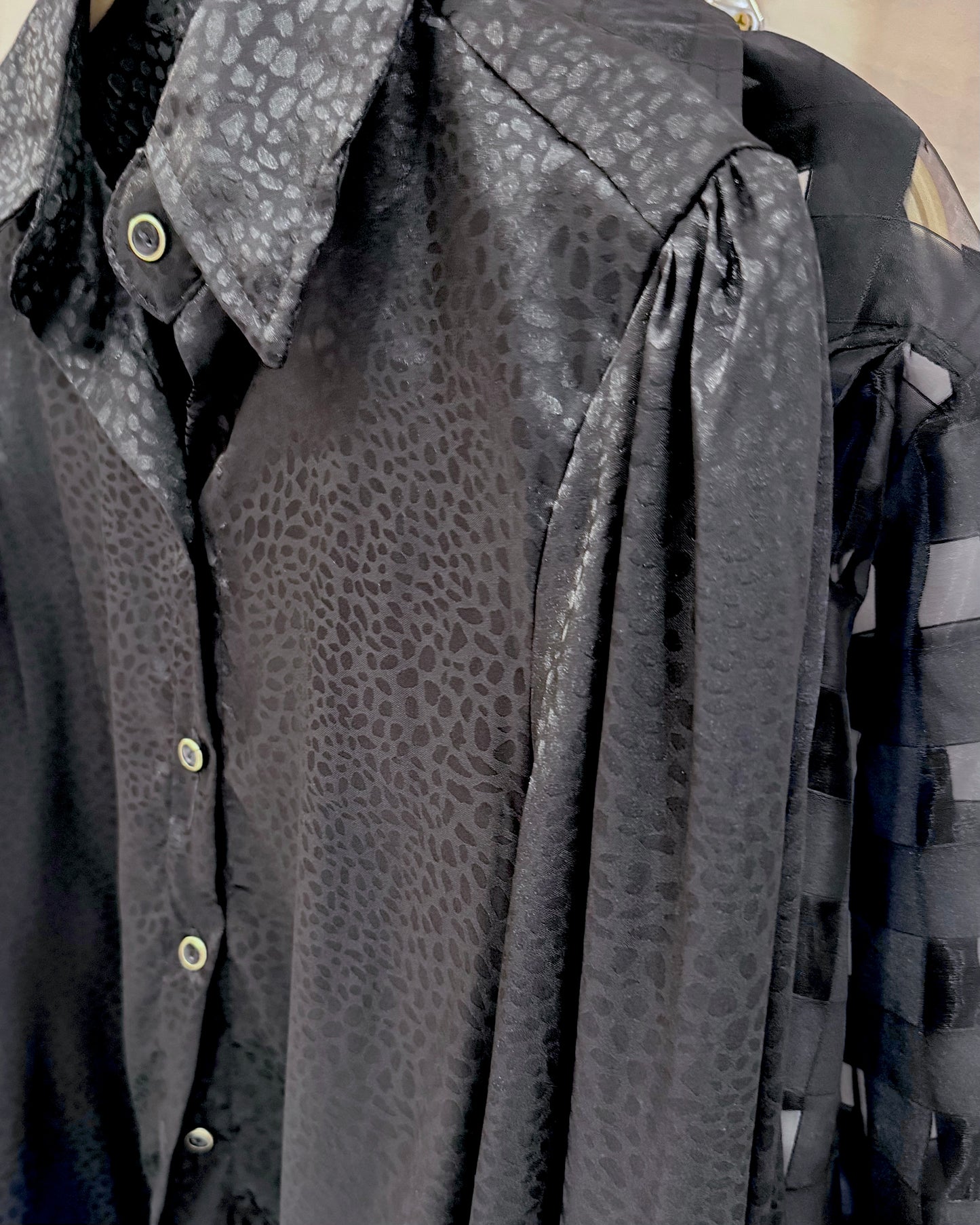 Satin Blouse Black Animal