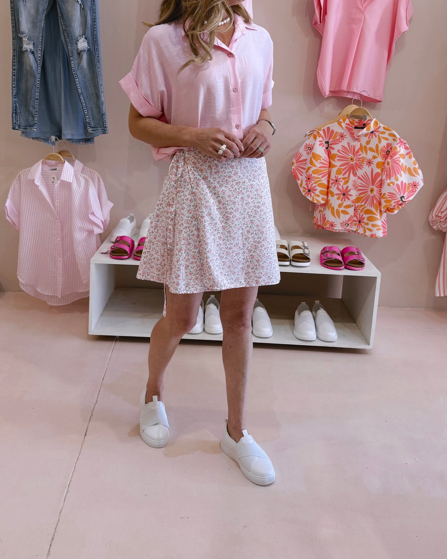 Short Wrap Skirt Pink Rose