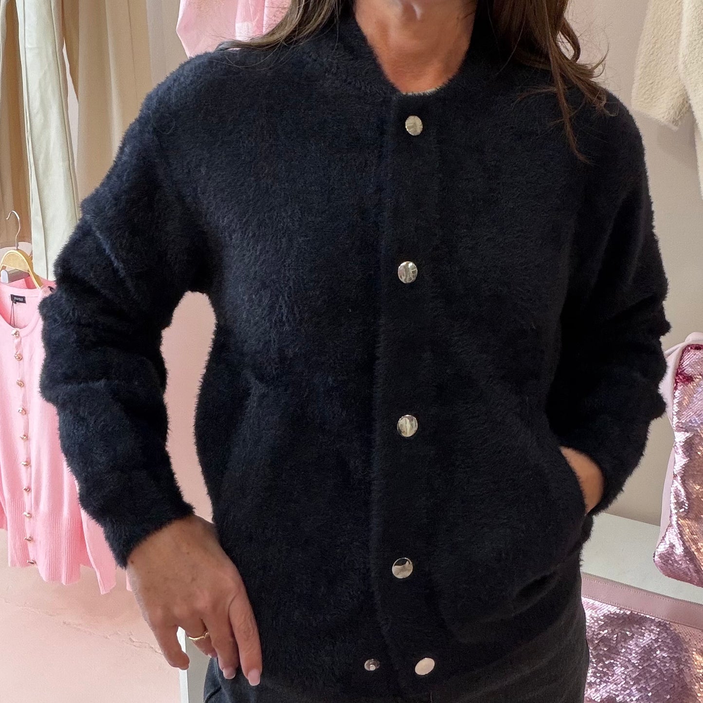 Fluffy Cardigan Black