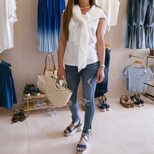 Back Cross Strap Blouse