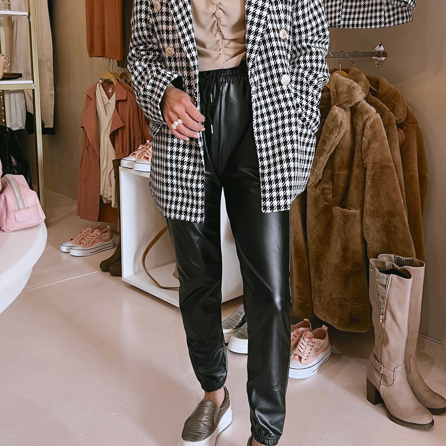 Pleather Drawstring Pants