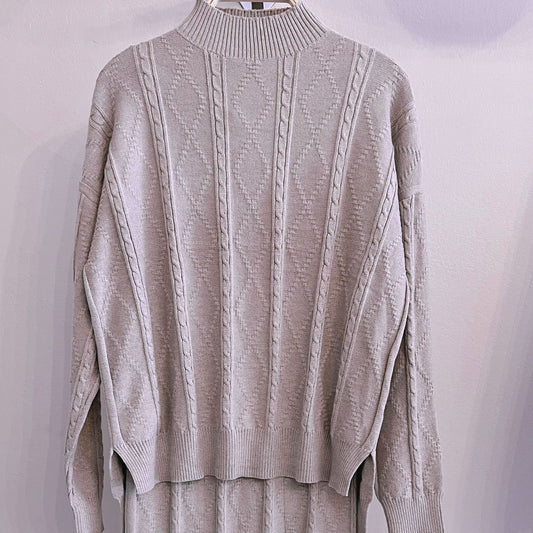 Beige 2 Piece Knitted Set