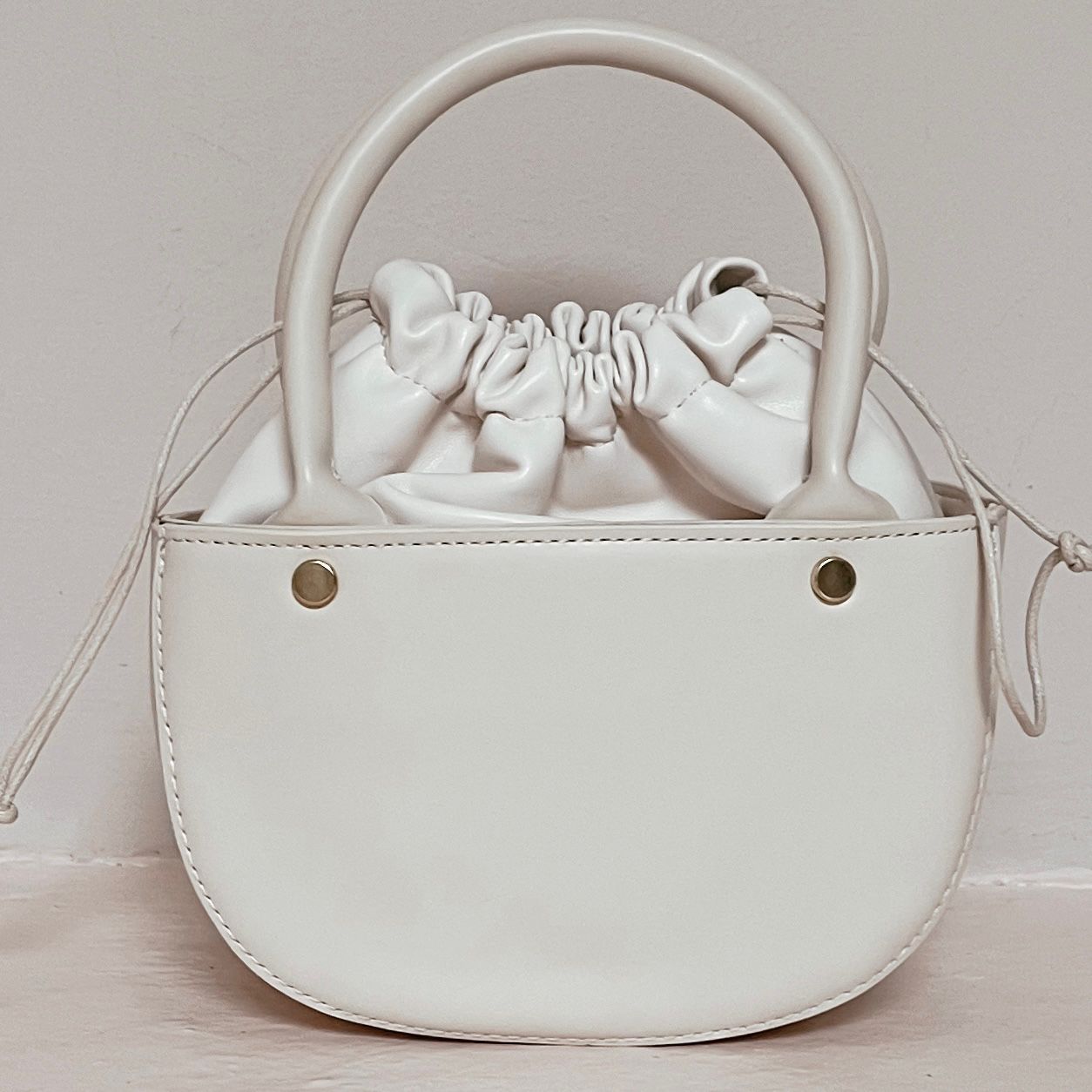 Beige Drawstring Bag