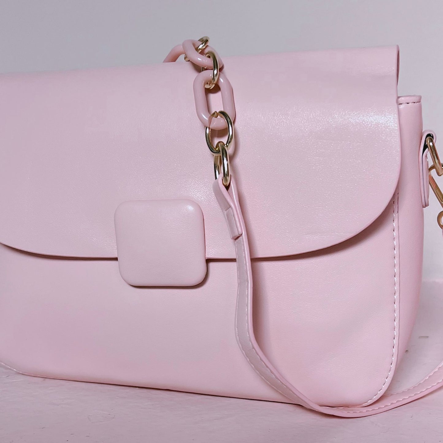 Pink Square Clip Bag