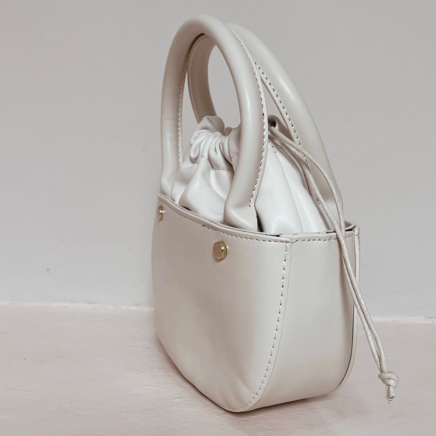 Beige Drawstring Bag