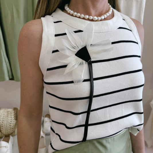 Striped Tank Top White