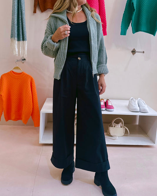Green Zipped Cardigan