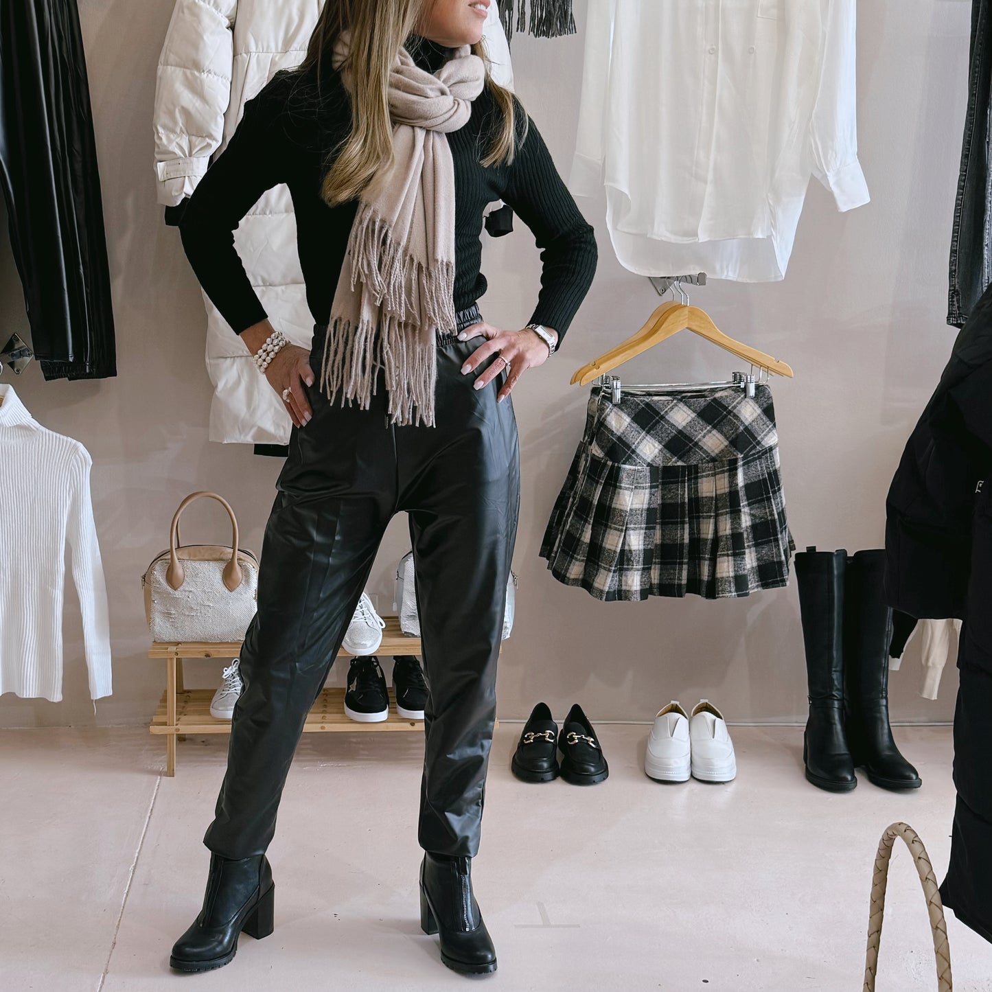 Pleather Drawstring Pants