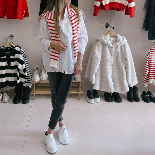 Striped Collar Jersey Red