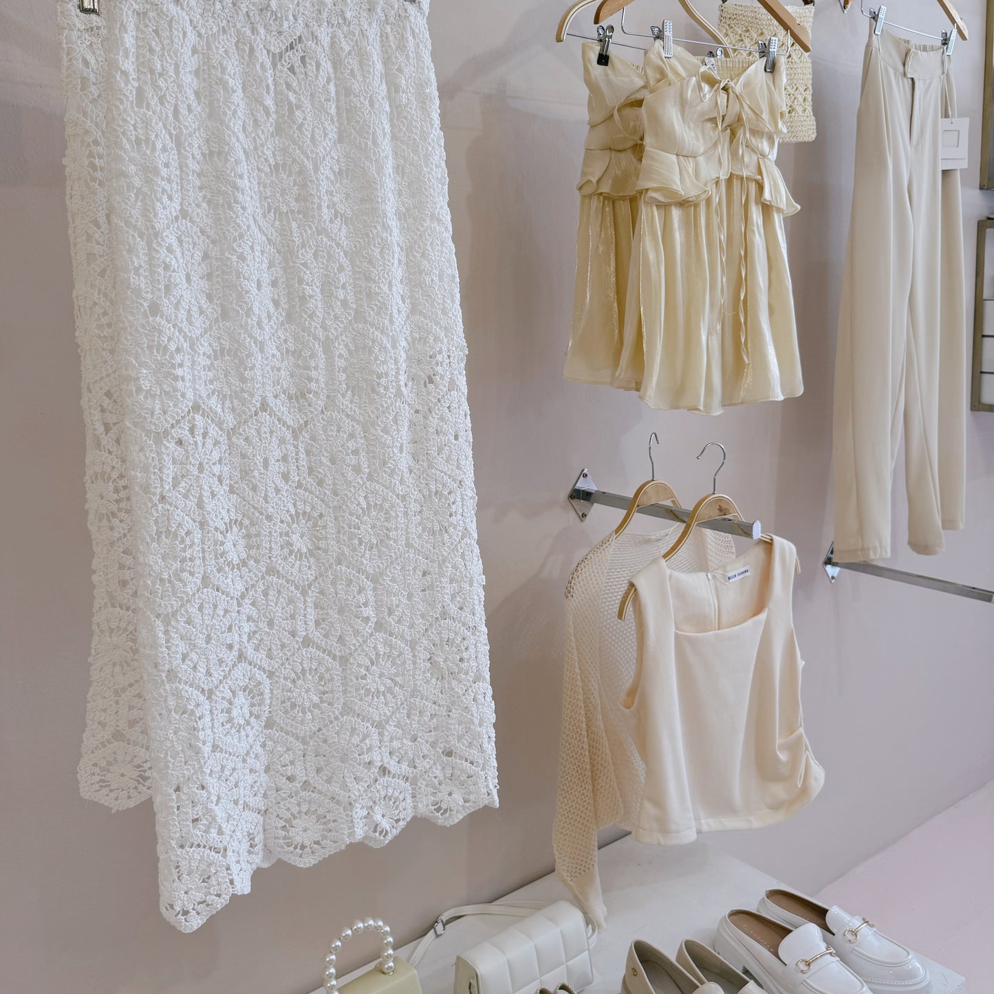 Long Crochet Skirt White