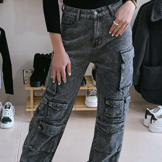 Black Cargo Jeans