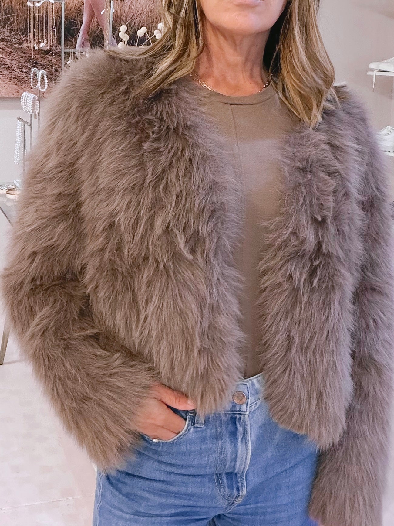 Fur Jacket Brown/Taupe