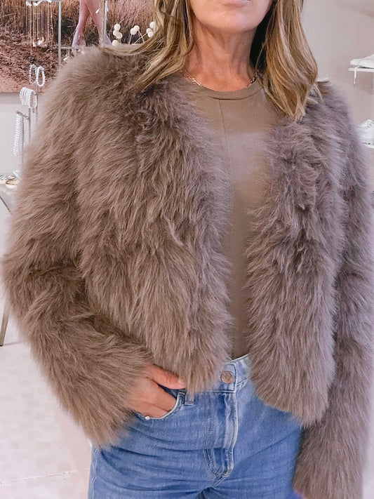 Fur Jacket Brown/Taupe