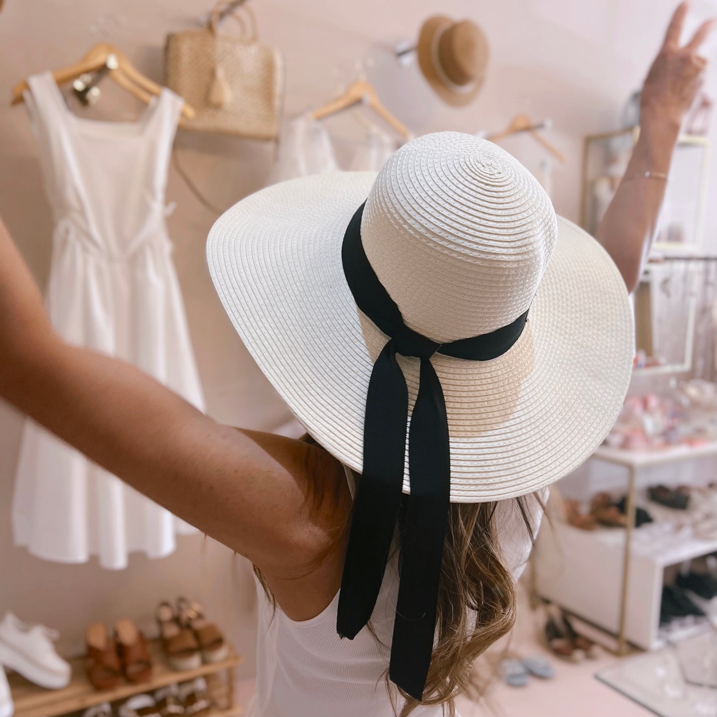 Cream Wide Brim Hat