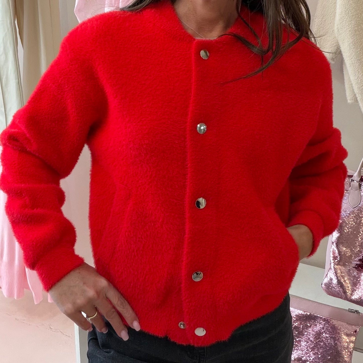 Fluffy Cardigan Cherry