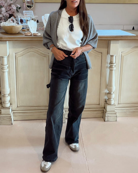 Open Cardi Dark Grey