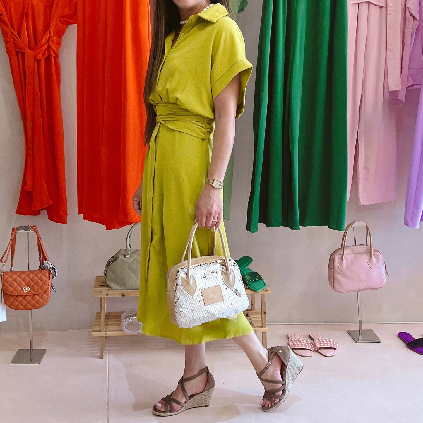 Lime Bow summer dress