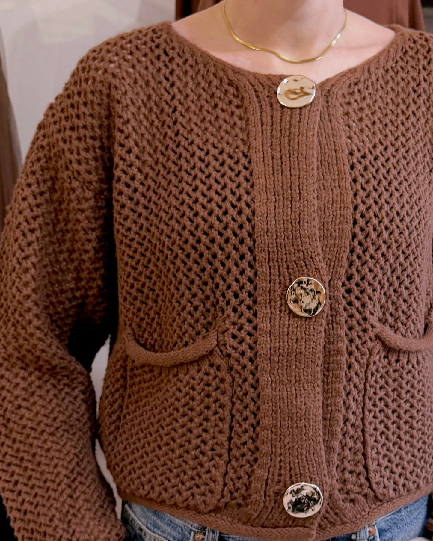 Chunky Cardigan Coffee
