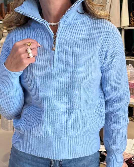 Zipped Sweater Blue
