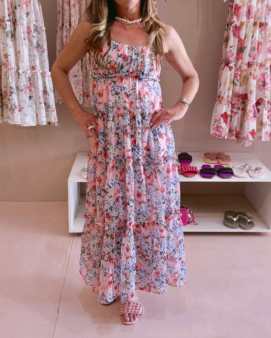 Ideal Maxi Flower Dress Wild Flower Pink