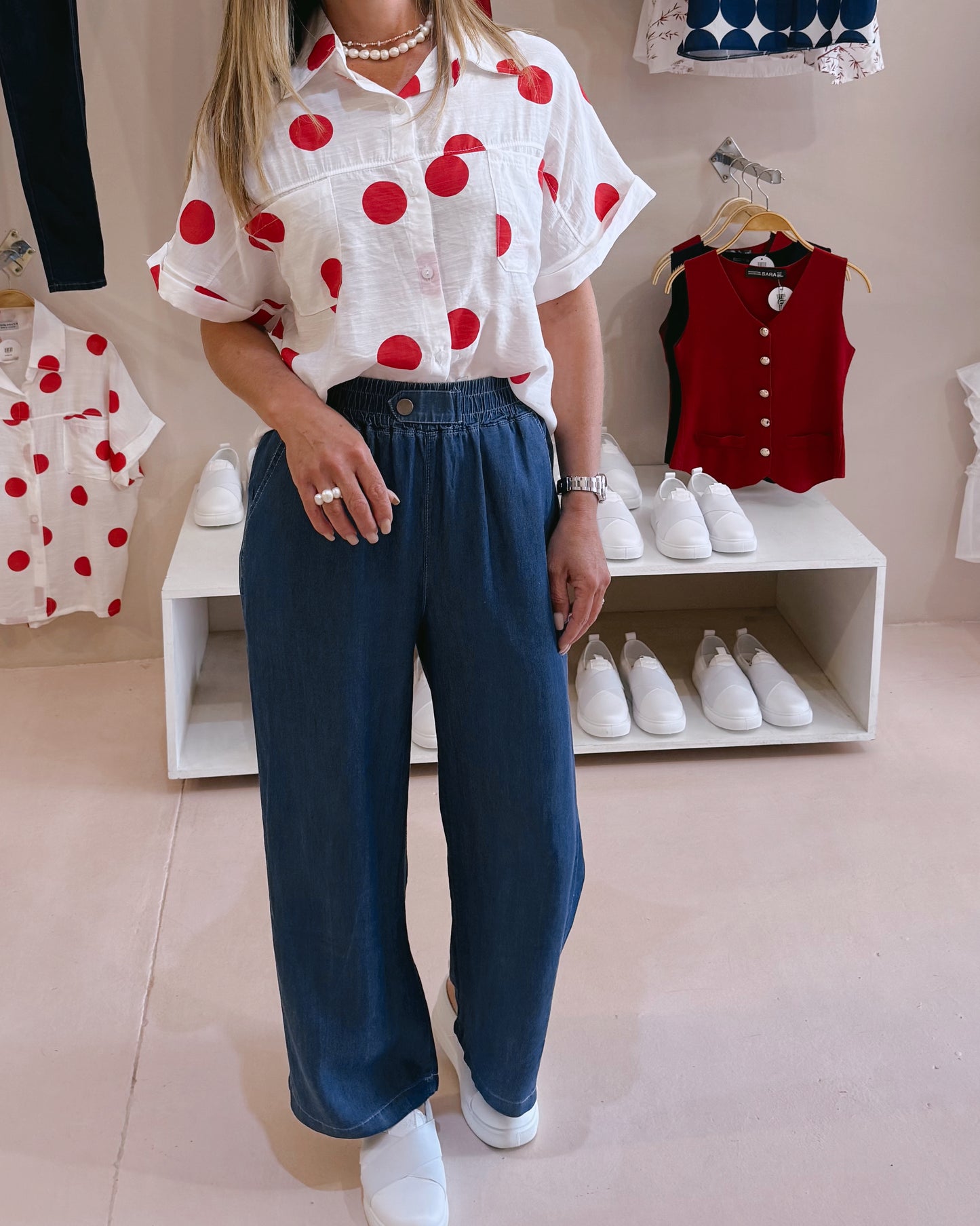 Red Polkadot Blouse
