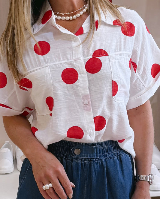 Red Polkadot Blouse
