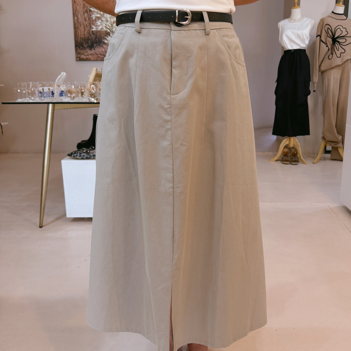 Belt Skirt Khaki