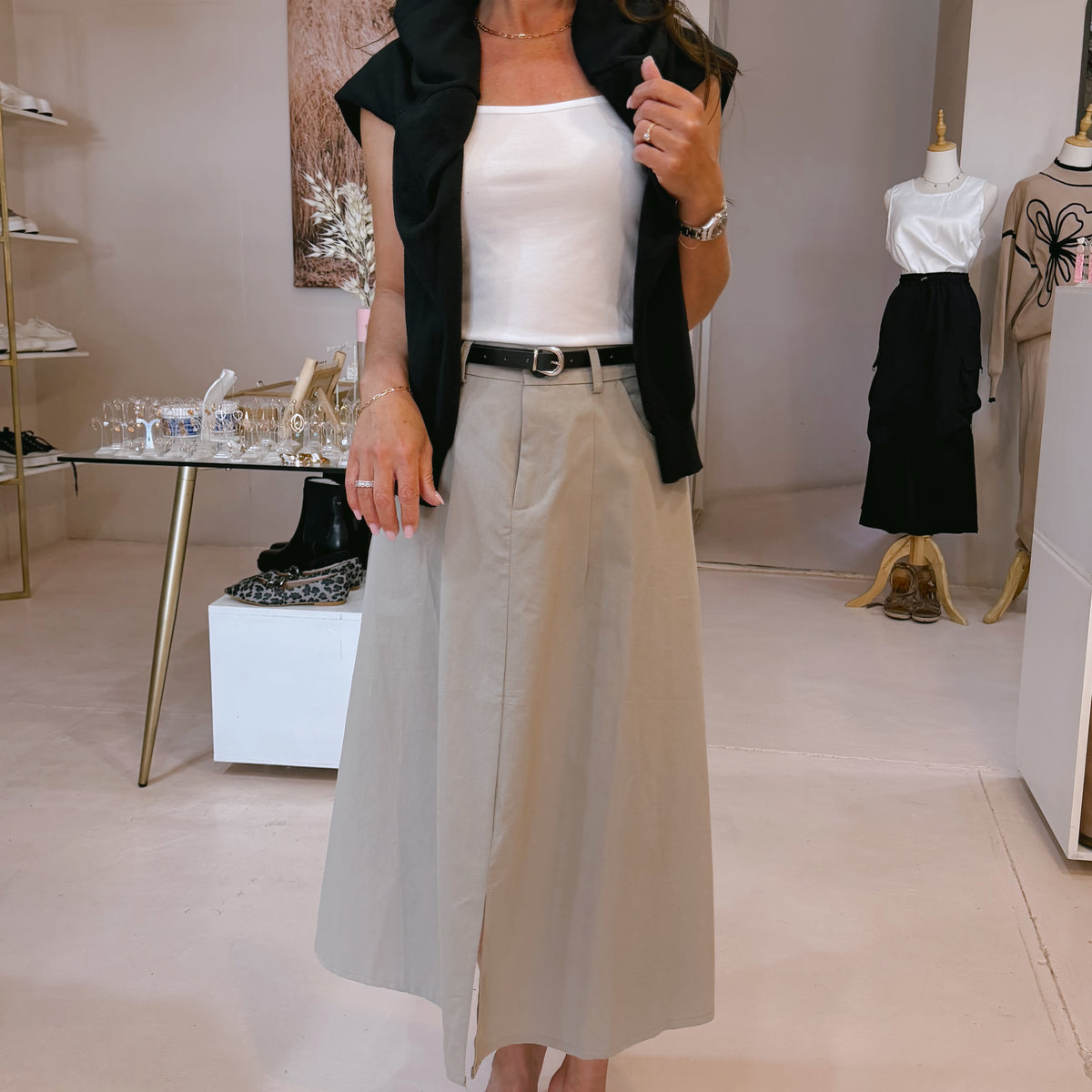 Belt Skirt Khaki