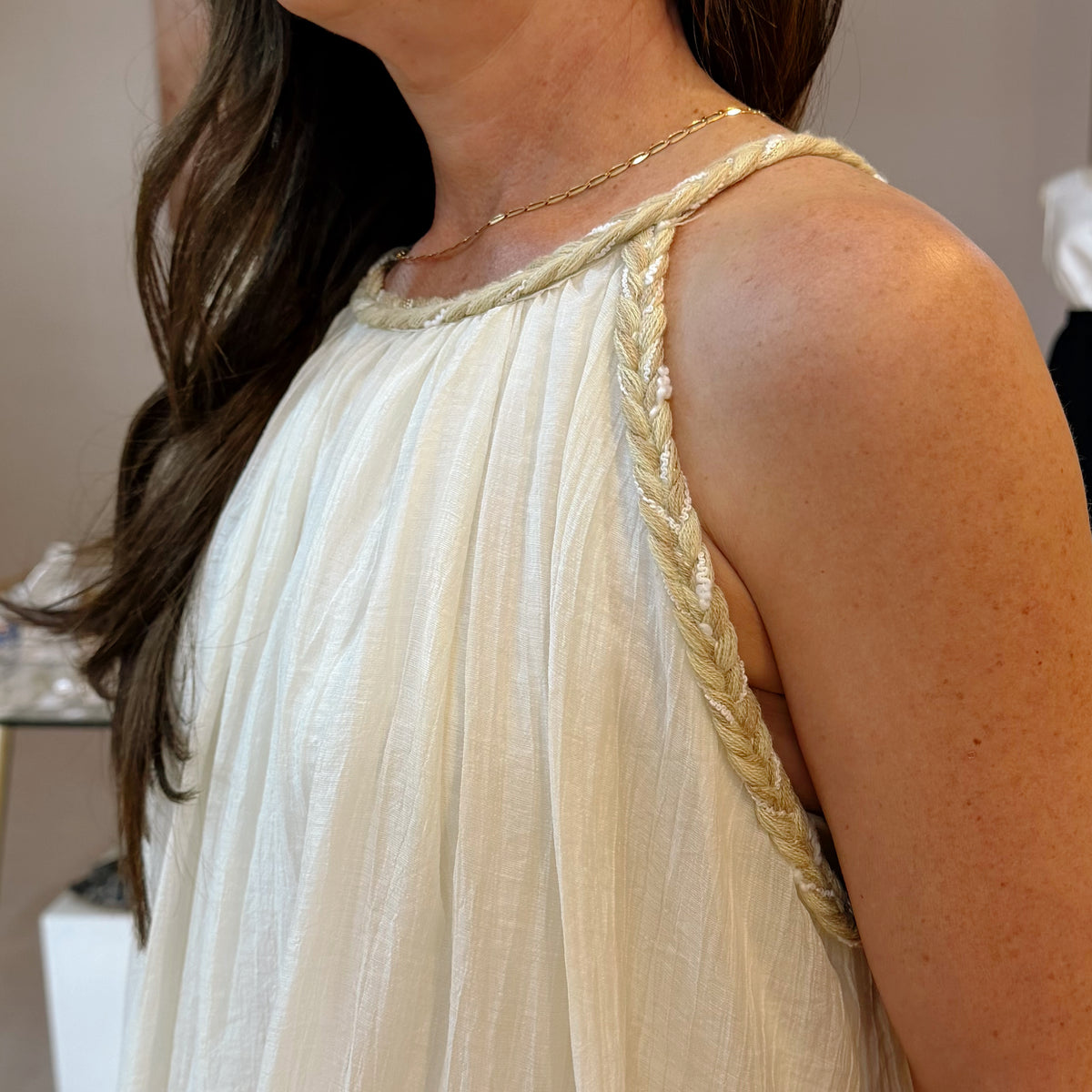 Beige Halter Neck Dress