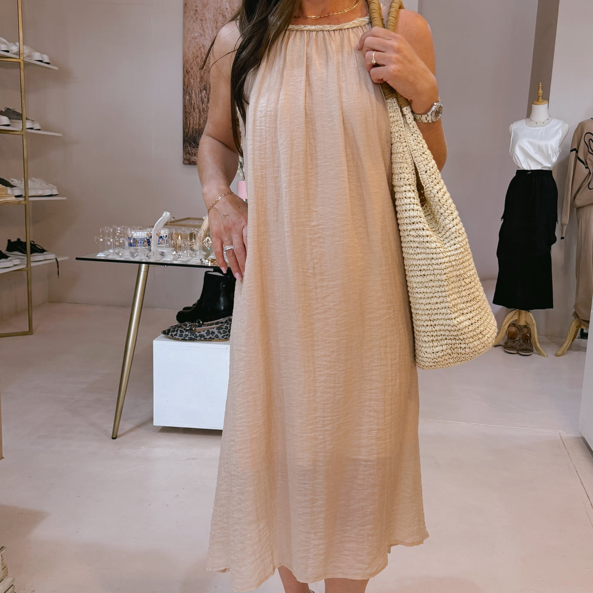 Nude Halter Neck Dress