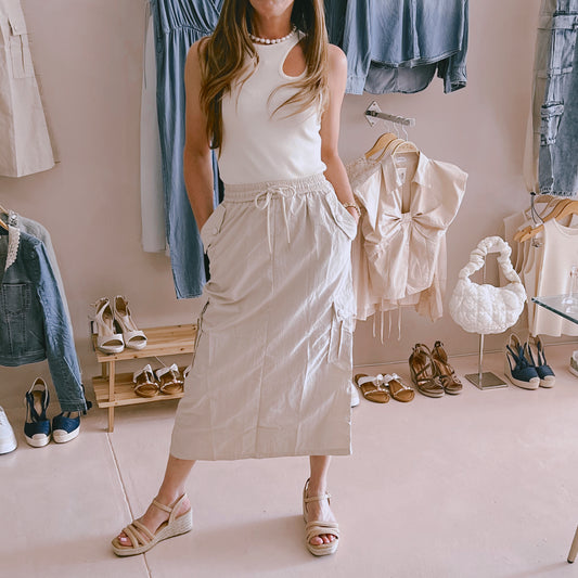 Beige Cargo Skirt
