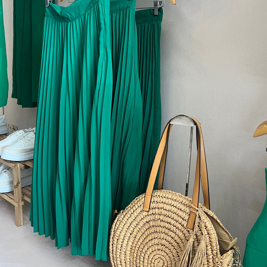 Green Pleated Skirt