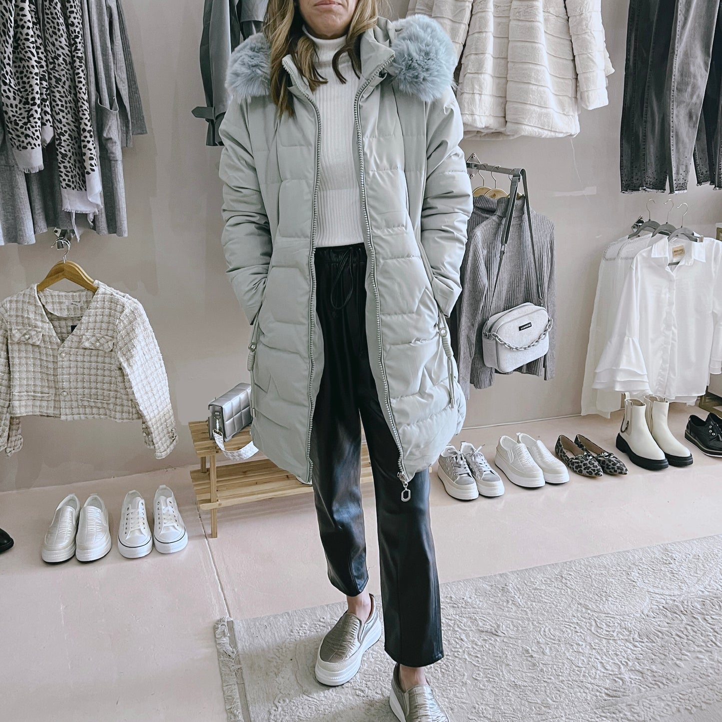 Mint Quilted Coat